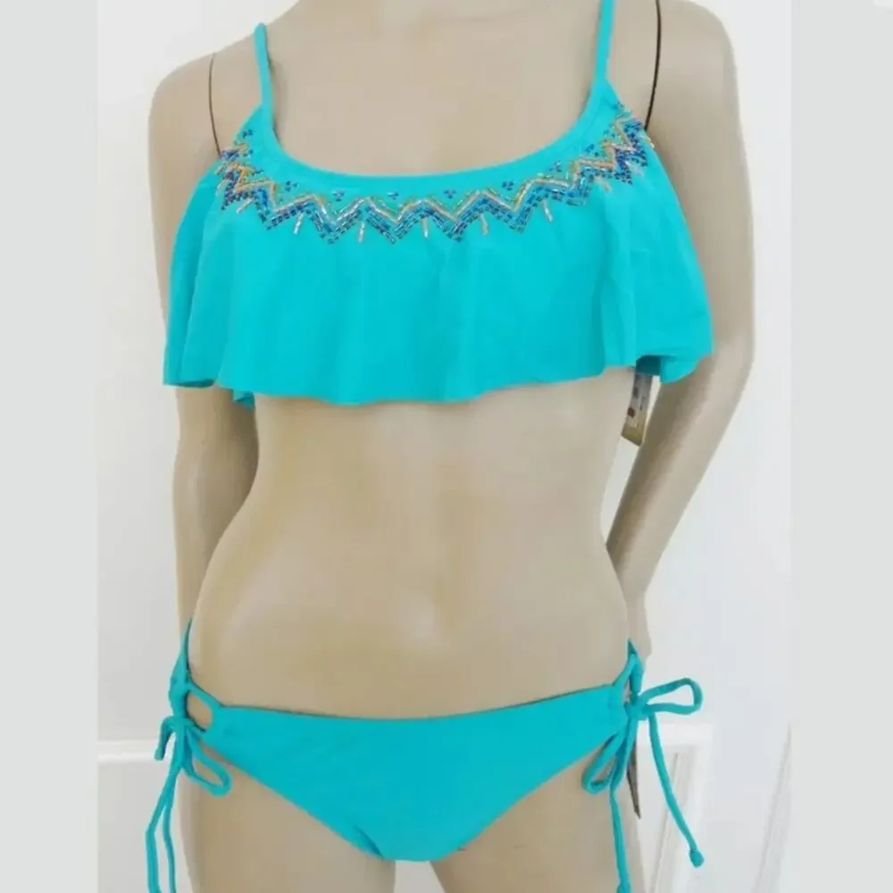 Hobie Embellished blue green teal 2piece swimsuit